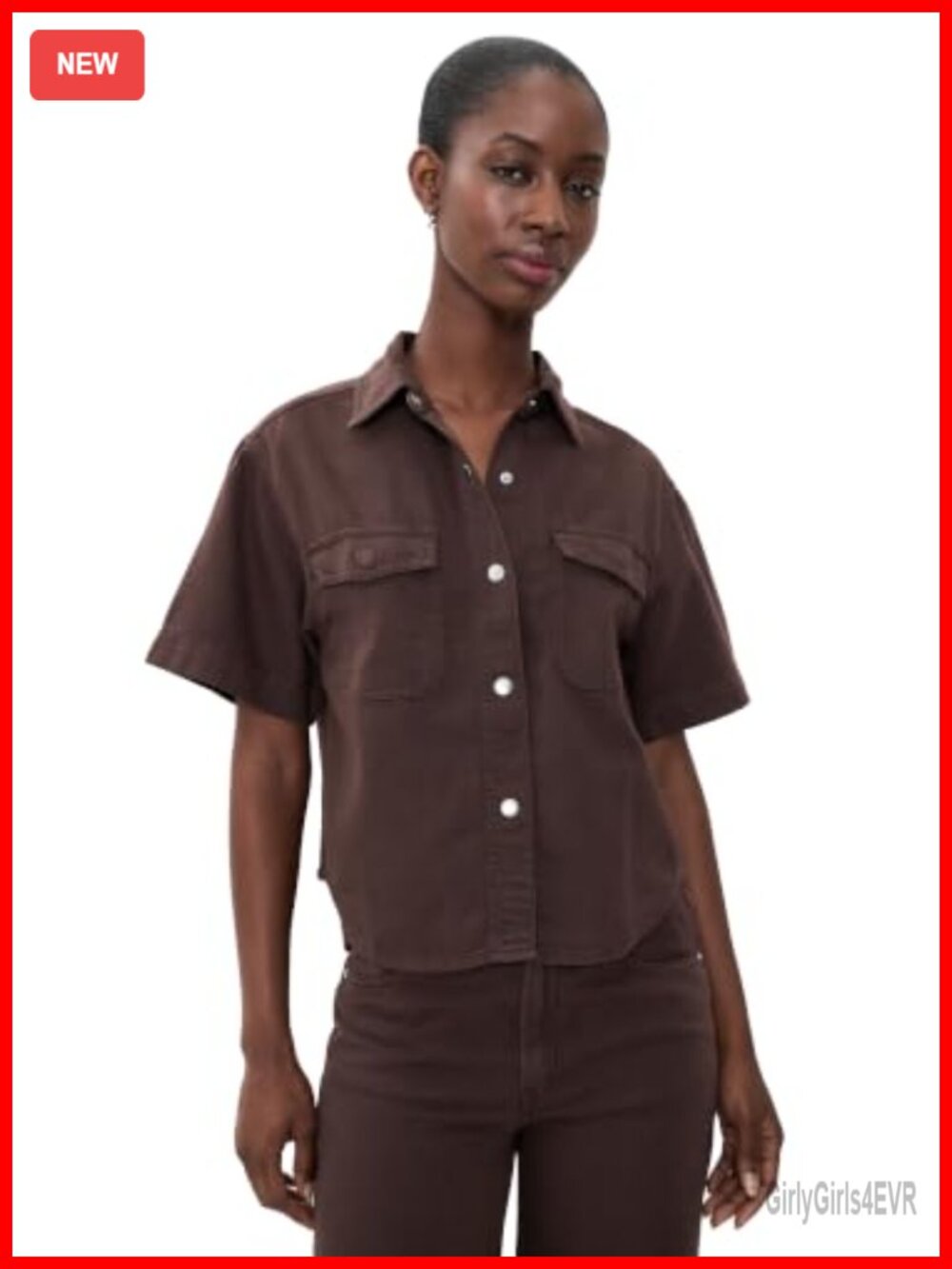 Madewell Airy Denim Utility Pocket Short Sleeve Button Down Shirt